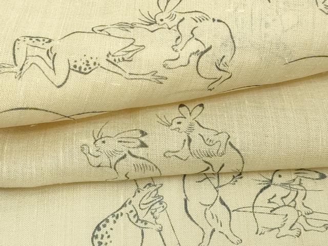 平和屋着物*夏物 紗紬 鳥獣戯画 正絹 逸品 DABG9834sf