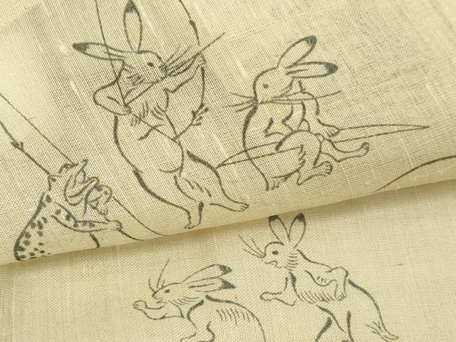 平和屋着物*夏物 紗紬 鳥獣戯画 正絹 逸品 DABG9834sf