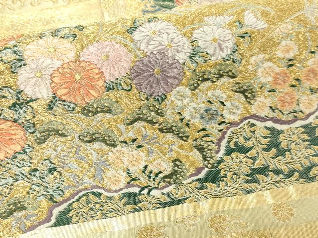 平和屋本店▼六通柄袋帯 琳派格天花文 本金箔 正絹 逸品 DABG9933sf