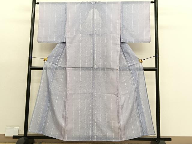 平和屋着物*夏物 小紋 絽 変わり縞 暈し染め さんび謹製 洗える着物 BAAX7207hv