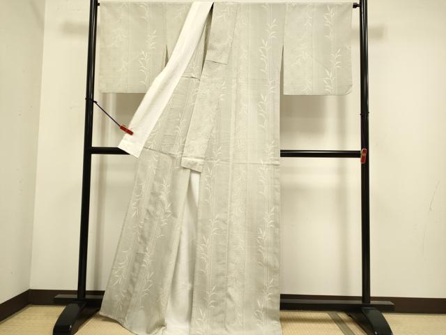 平和屋着物▽本塩沢 単衣 麻の葉間道 正絹 逸品 DABH4727du