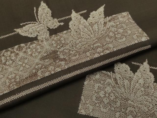 平和屋着物▽本場大島紬 単衣 9マルキ 地空き 花蝶文 正絹 逸品 DABH4721du
