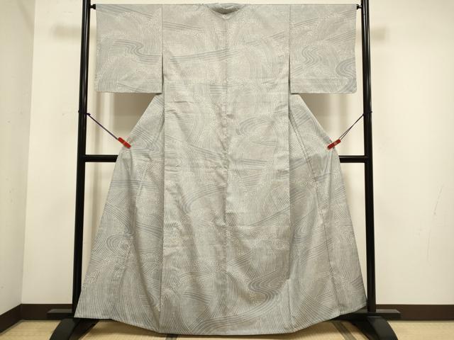 平和屋着物▽本場大島紬 単衣 100亀甲 総詰め 立波文 正絹 逸品 DABH4723du