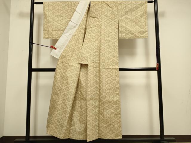 平和屋着物▽上質な紬 単衣 草花文 正絹 逸品 DABH4722du