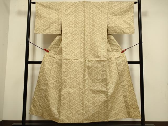 平和屋着物▽上質な紬 単衣 草花文 正絹 逸品 DABH4722du