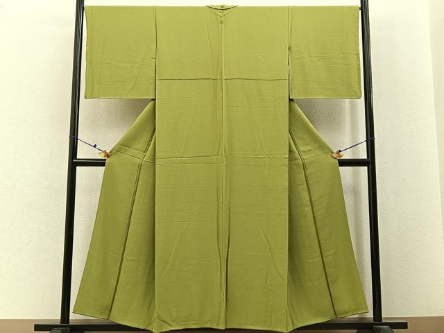 平和屋着物■上質な色無地 青朽葉色 正絹 逸品 BAAX6763hj