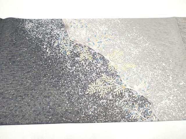 平和屋着物●太鼓柄袋帯 枝葉文 金通し地 正絹 逸品 CABI9167hy