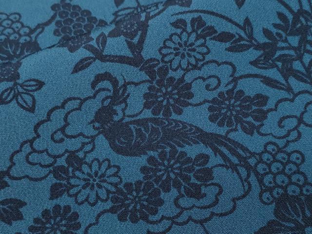 平和屋着物■上質な小紋 藍 型染め 枝花鳥文 正絹 逸品 CABI7949ev