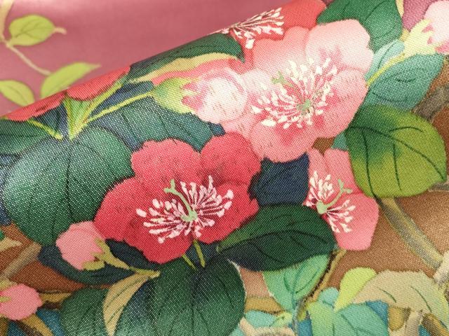 平和屋着物▼二代目清次郎 手描き 九寸名古屋帯 籬花文 正絹 逸品 DABG0880az