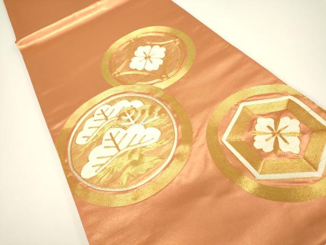 平和屋着物▼銀座きしや 総刺繍 太鼓柄袋帯 駒刺繍 花松吉祥文 金糸 正絹 逸品 DABG0968az