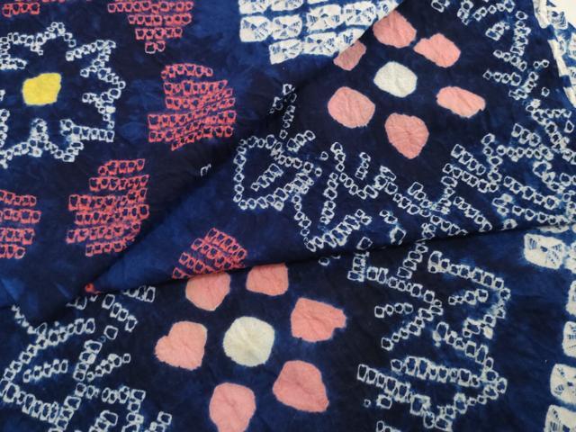 平和屋着物*夏物 有松鳴海絞り 浴衣 着尺 花繋ぎ 綿 逸品 未使用 DABH2526zzz