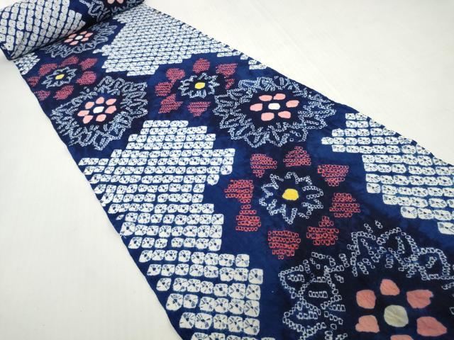 平和屋着物*夏物 有松鳴海絞り 浴衣 着尺 花繋ぎ 綿 逸品 未使用 DABH2526zzz