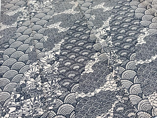 平和屋着物■上質な小紋 型染め 青海波風景文 正絹 逸品 未使用 BAAX9177yc
