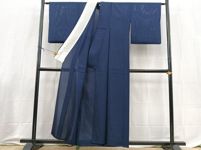 平和屋着物*夏物 色無地 絽 濃藍色 正絹 逸品 BAAX9023yc