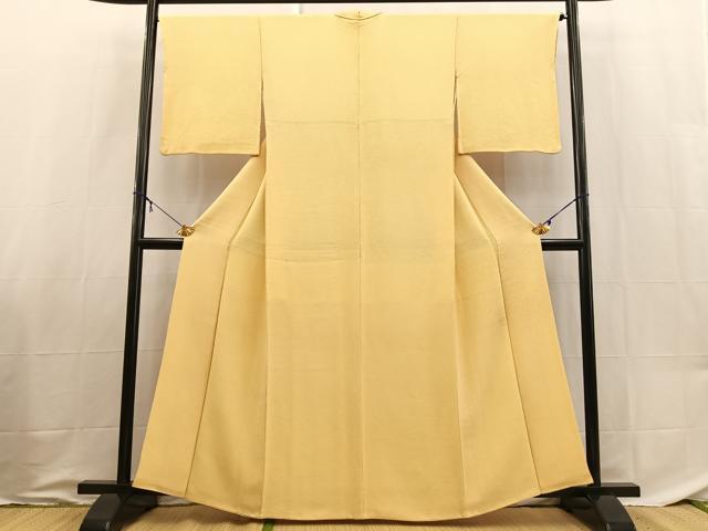 平和屋着物■上質な色無地 蜂蜜色 鬼しぼ縮緬 正絹 逸品 BAAX9027yc
