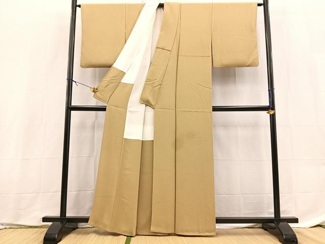 平和屋着物●上質な色無地 枯色 正絹 逸品 BAAX9059yc