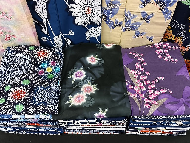 平和屋着物■浴衣 まとめて 45点 蝶 朝顔 紫陽花 向日葵 花柄 綿紅梅 型染め 暈し染め など 着用可能多数 未使用品あり mmm1215