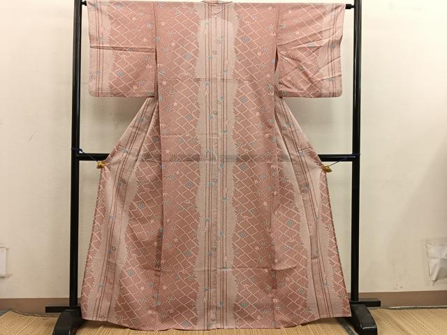 平和屋着物*夏物 小紋 絽 梅花文 洗える着物 BAAX8080mz