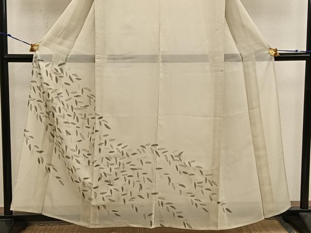 平和屋着物*夏物 訪問着 紗 駒刺繍 草葉文 正絹 逸品 BAAX8144mz