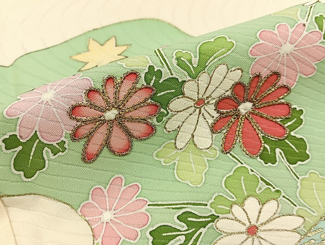 平和屋着物■訪問着 駒刺繍 道長菊楓文 金彩 正絹 逸品 BAAY3135hj