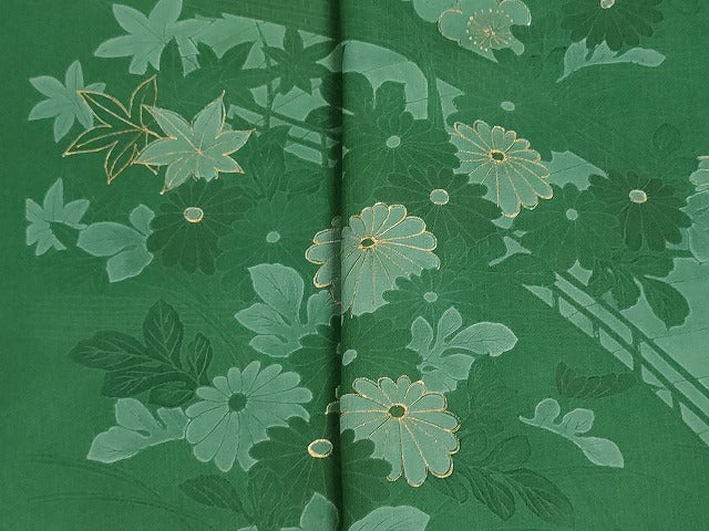 平和屋着物▼付下げ 反物 着尺 八掛付き 渡橋花松文 金彩 逸品 未使用 DABG9128we
