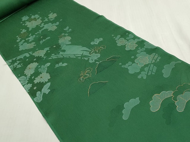 平和屋着物▼付下げ 反物 着尺 八掛付き 渡橋花松文 金彩 逸品 未使用 DABG9128we