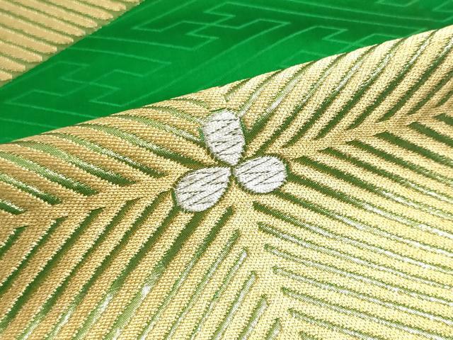 平和屋着物▼袋帯 解き帯反物 裏地付き 松文 金銀糸 正絹 逸品 DABG9188we
