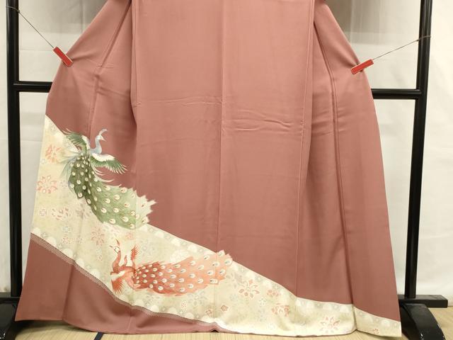 平和屋着物■豪華色留袖 孔雀花文 金彩 正絹 逸品 DABI0583cd