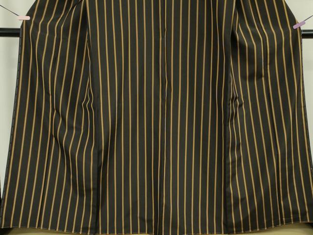 平和屋本店●極上 本場黄八丈 黒八丈 平織 紬 縞 逸品 DZAB3759kh6