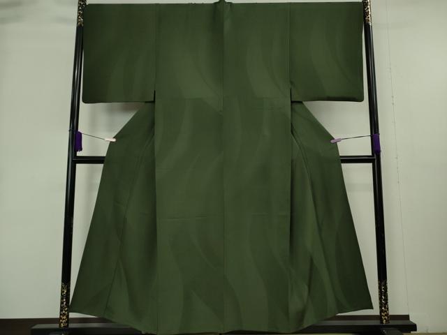 平和屋本店●極上 男性 BANKANわものや 小紋 大流線 千歳茶色地 反端・たとう紙付き 逸品 DZAB4108kh6