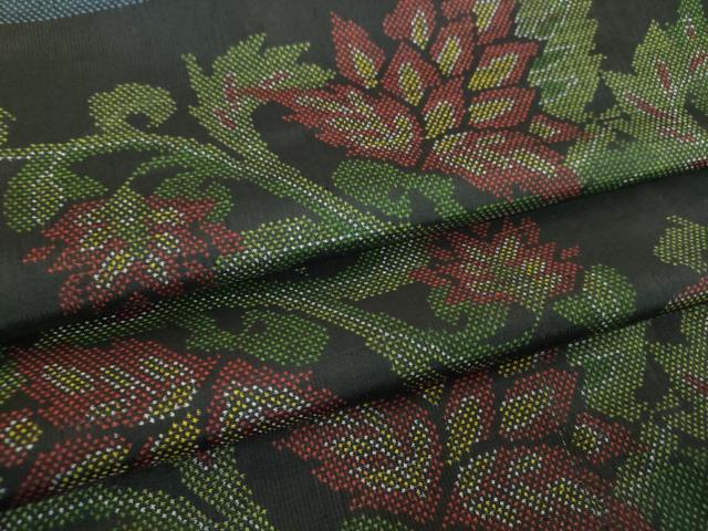 平和屋着物●本場大島紬 7マルキ 更紗花唐草文 正絹 逸品 DABH9129ps