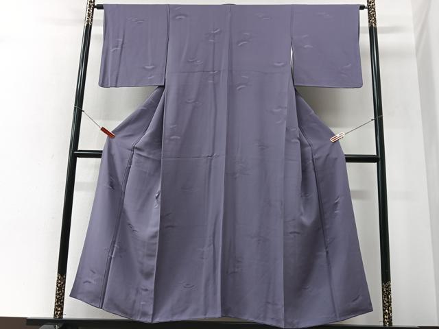平和屋着物■上質な色無地 青海波地紋 鳩羽色 正絹 逸品 CABI6979xe