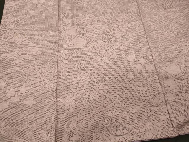 平和屋着物■上質な紬 風景草花文 正絹 逸品 CABI1885oy