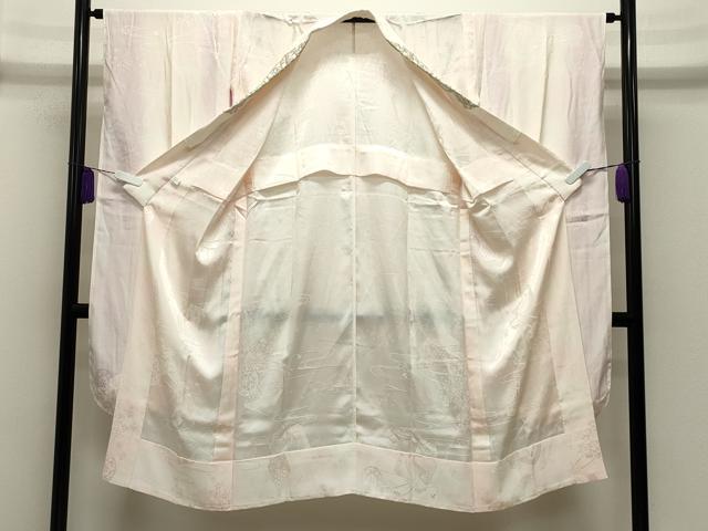 平和屋着物●振袖用長襦袢 無双仕立て 花車地紋 暈し染め 半衿刺繍 正絹 逸品 未使用 CABI0907gh