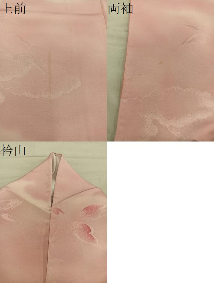 平和屋着物●上質な小紋 雲重ね草葉文 地紋起こし 暈し染め 正絹 逸品 BAAX8253mz