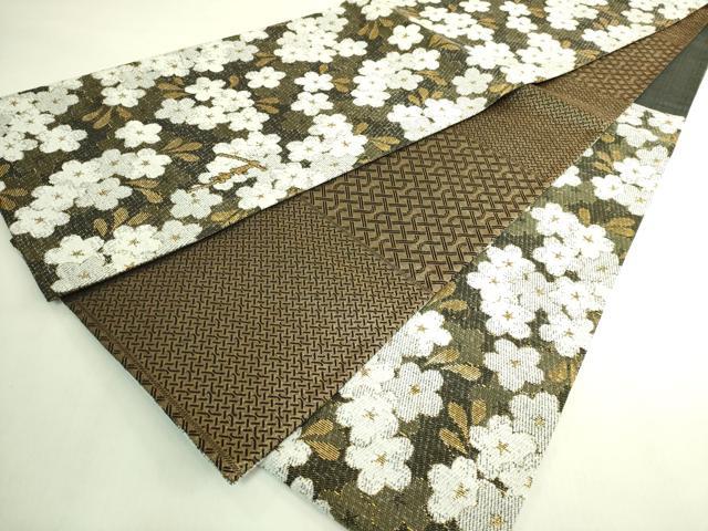 平和屋本店●極上 キモノデザイナー 斉藤上太郎 両面 太鼓柄袋帯 舞桜 金糸 反端付き 逸品 DZAB8028kh6