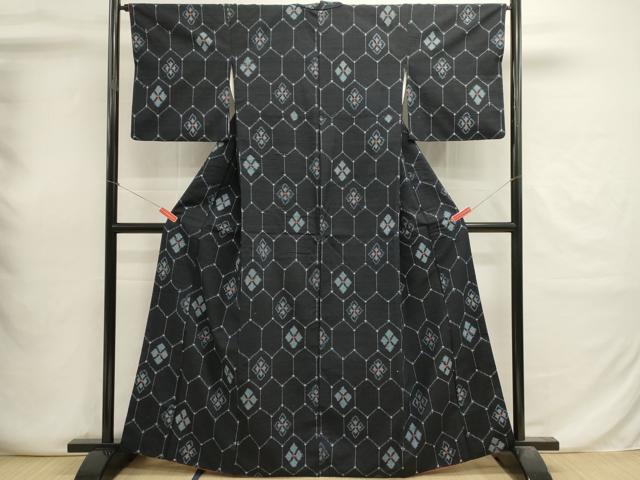 平和屋着物■上質な紬 亀甲花文 正絹 逸品 DABI0678cd
