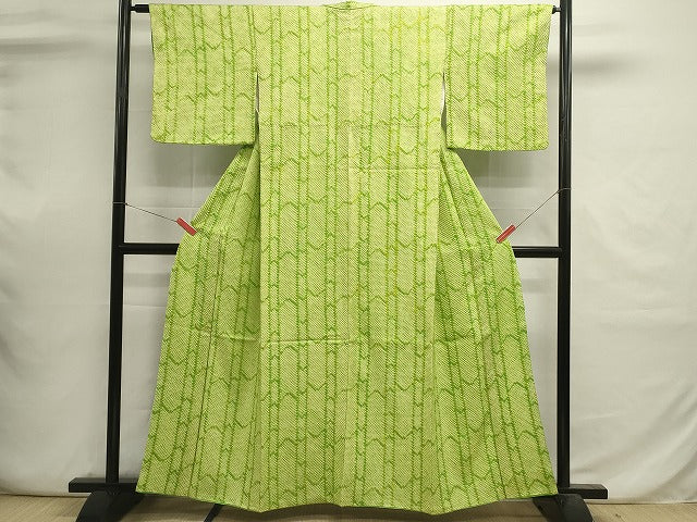 平和屋着物■上質な小紋 総絞り 竹並べ 正絹 逸品 DABI0658cd
