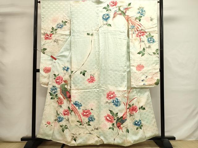 平和屋着物■豪華振袖 刺繍 尾長鳥花文 暈し染め 金彩 正絹 逸品 DABI0688cd