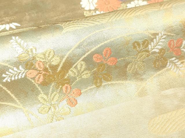 平和屋本店▼六通柄袋帯 唐織 霞取草花文 本金二重箔 引箔 正絹 逸品 DABI1052sf