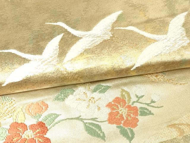 平和屋本店▼六通柄袋帯 唐織 霞取草花文 本金二重箔 引箔 正絹 逸品 DABI1052sf