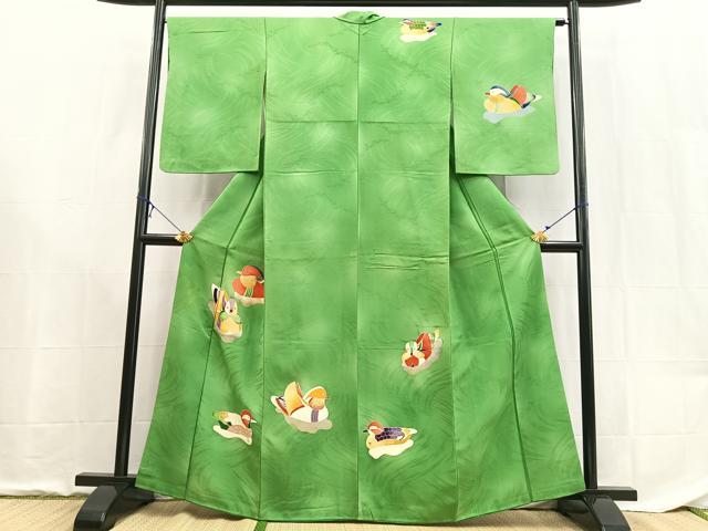 平和屋着物■訪問着 刺繍 鴛鴦文 暈し染め 正絹 逸品 BAAX9187yc