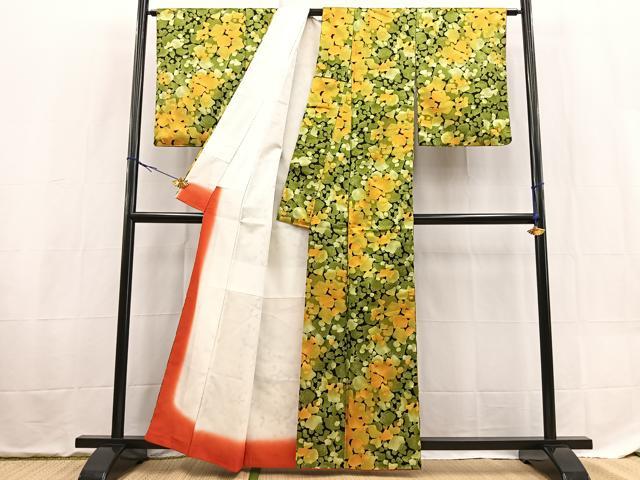 平和屋着物■小紋 抽象文 黒地 洗える着物 BAAX9263yc