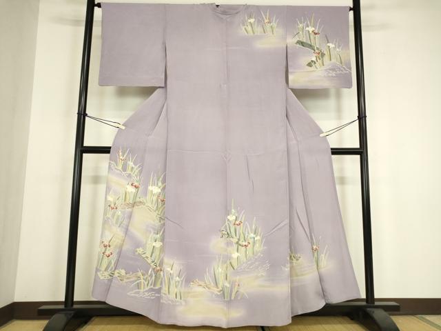 平和屋着物▽訪問着 単衣 友禅 杜若 カキツバタ 正絹 逸品 DABH6134az
