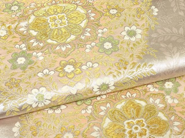 平和屋着物▼六通柄袋帯 正倉院花文 金糸 正絹 逸品 DABH6166az