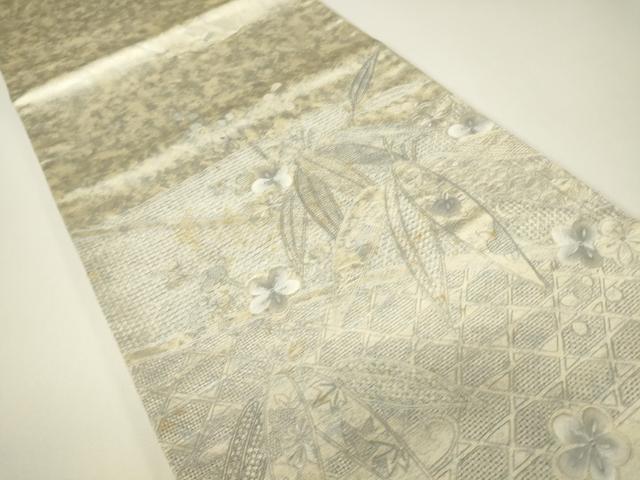 平和屋着物▼中国三大刺繍 スワトウ刺繍 汕頭刺繍 総刺繍 太鼓柄袋帯 笹取籬花文 引箔 正絹 逸品 DABH6203az