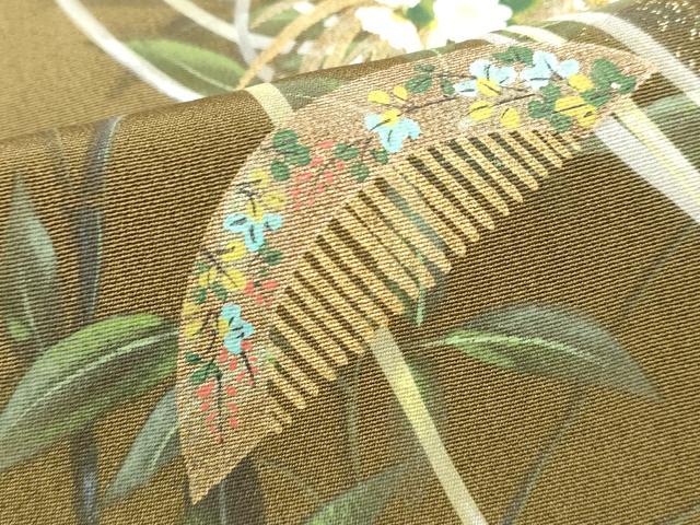 平和屋着物■訪問着 手描き 雪輪花文 櫛 暈し染め 金彩 正絹 逸品 DABI0704cd