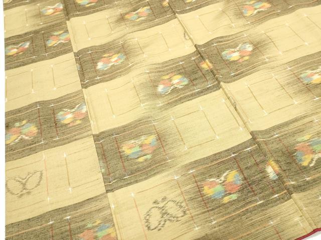 平和屋着物■上質な紬 横段舞蝶文 正絹 逸品 DABI072cd
