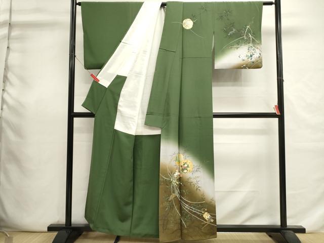 平和屋着物■訪問着 手描き 雪輪花文 櫛 暈し染め 金彩 正絹 逸品 DABI0704cd