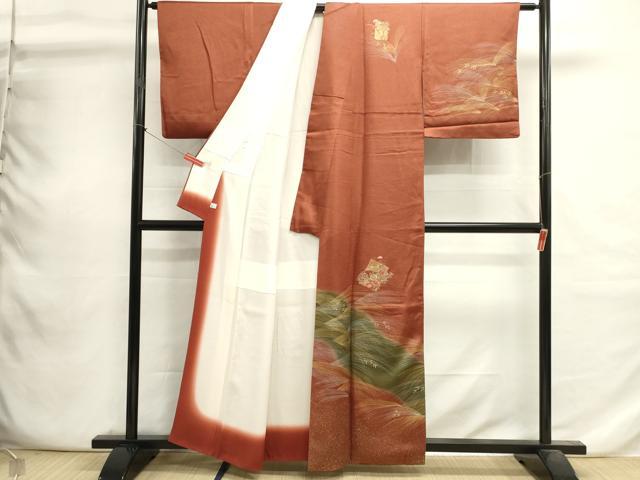 平和屋着物■訪問着 刺繍 色紙花文 暈し染め 金銀彩 鈴乃屋扱い 正絹 逸品 DABI0716cd